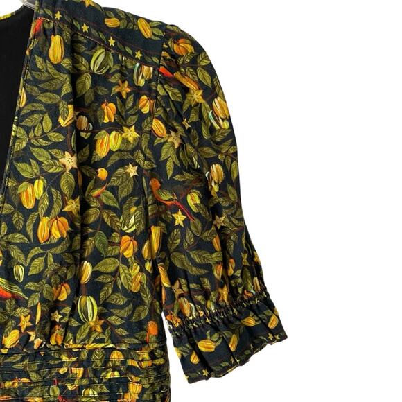 Farm Rio Star Fruit Linen Blend Yellow Black Mini Dress size XS - Picture 5 of 11